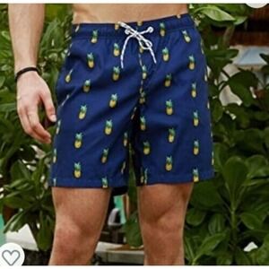 Maamgic xxl quick dry bathing suit shorts blue pineapple bottoms 2x